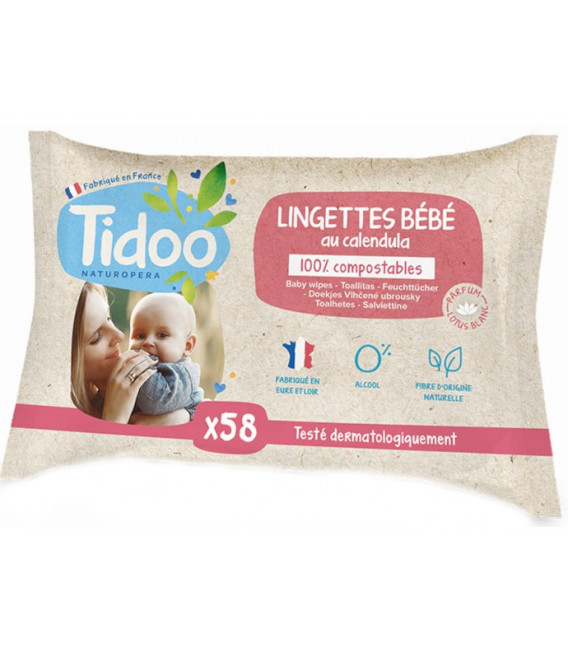 Lingettes compostables au calendula bio et parfum naturel