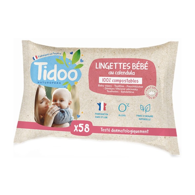 Lingettes compostables au calendula bio et parfum naturel