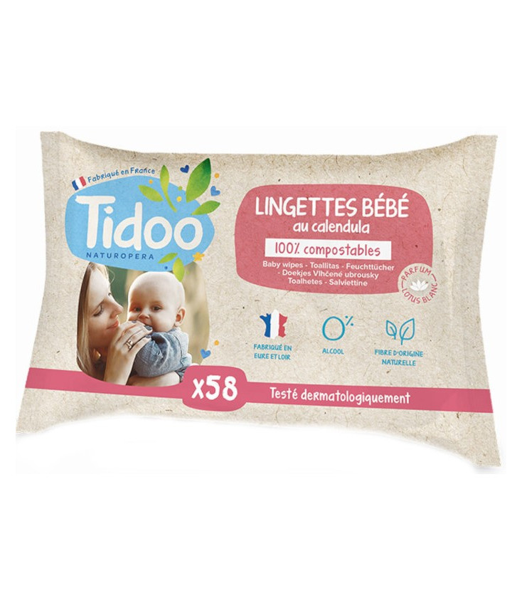 Lingettes compostables au calendula bio et parfum naturel