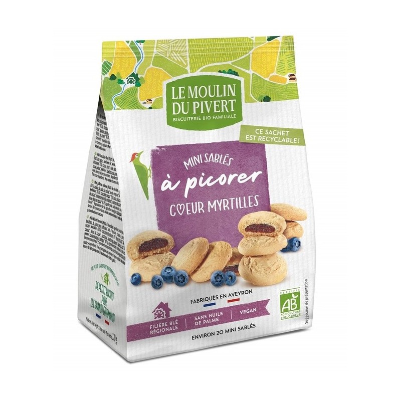 DATE PROCHE - Mini Sables c?ur Chocolat Bio Moulin du Pivert
