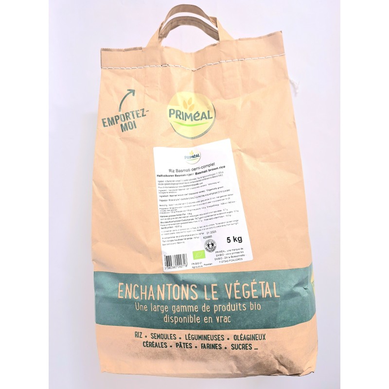 Riz basmati blanc bio VRAC RHD 5 kg