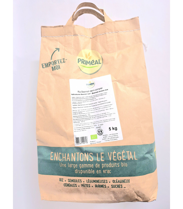 Riz basmati demi complet bio VRAC RHD 5 kg