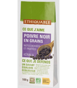 Poivre noir en grains bio & équitable en sachet