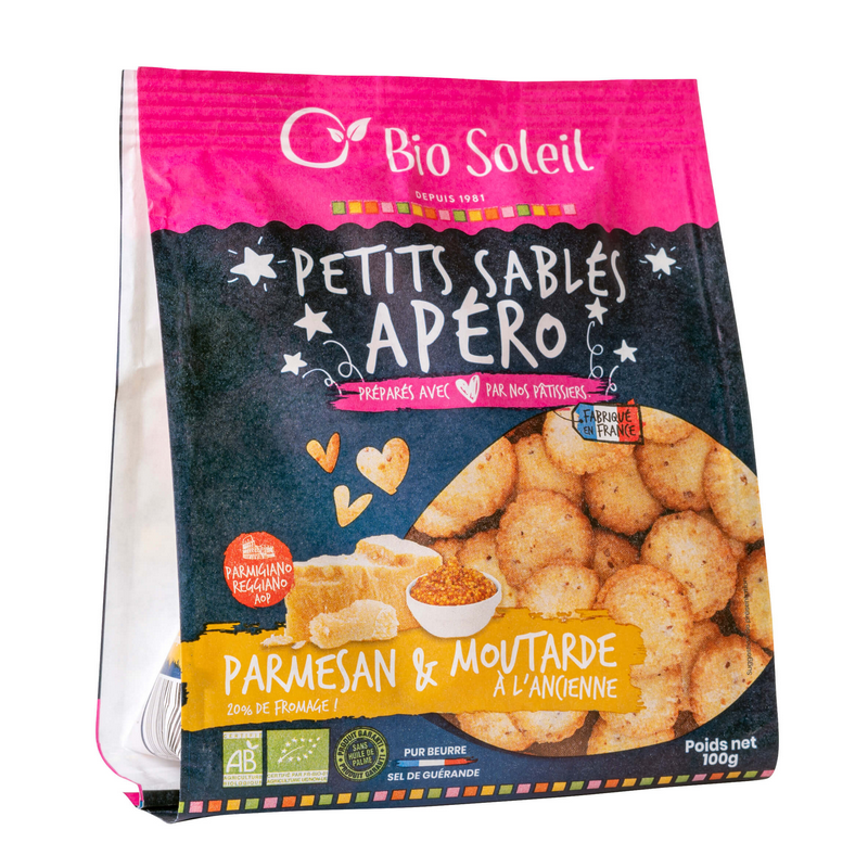 Petits sablés apéro Parmesan & Moutarde Bio