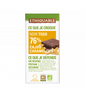 Chocolat noir 76% Cajou Caramélisée bio & équitable