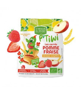 Biscuits P'tiwi carrés fourrés pomme fraise bio & équitable