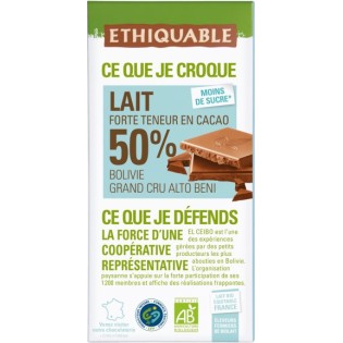 Chocolat au lait 50% Grand Cru Bolivie bio & équitable