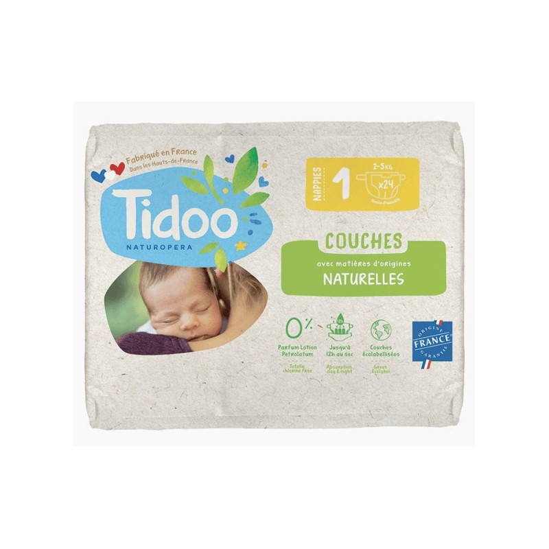 Couches avec matières d'origines naturelles - T1 (2 à 5 kg)