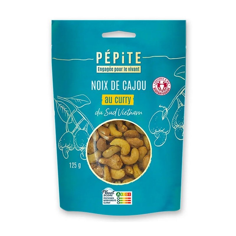 Noix de Cajou au Curry Source de PROTEINES bio et équitable