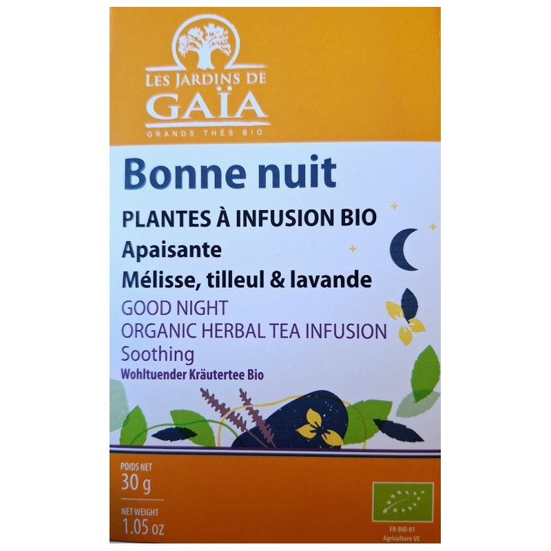 Bonne nuit - Tisane de plantes Apaisantes - Mélisse Tilleul Lavandes bio