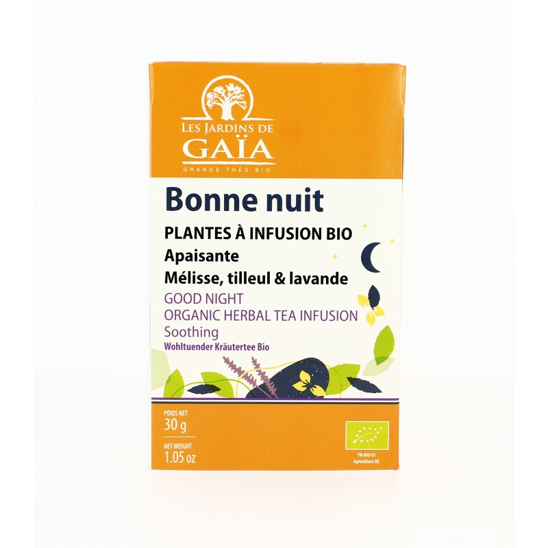Bonne nuit - Tisane de plantes Apaisantes - Mélisse Tilleul Lavandes bio