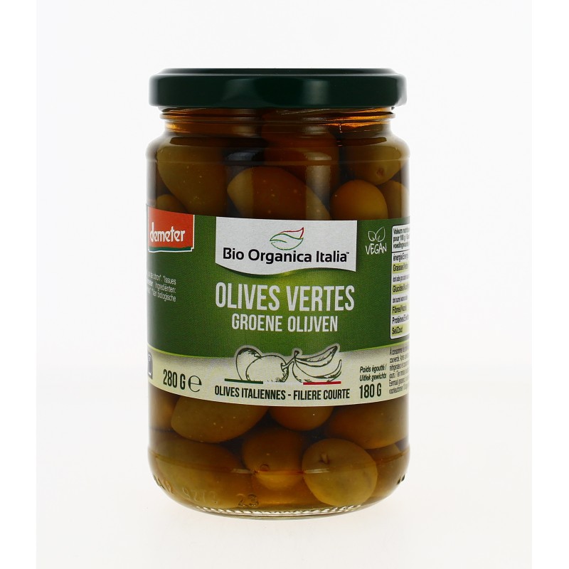 Olives vertes entières bio & Vegan