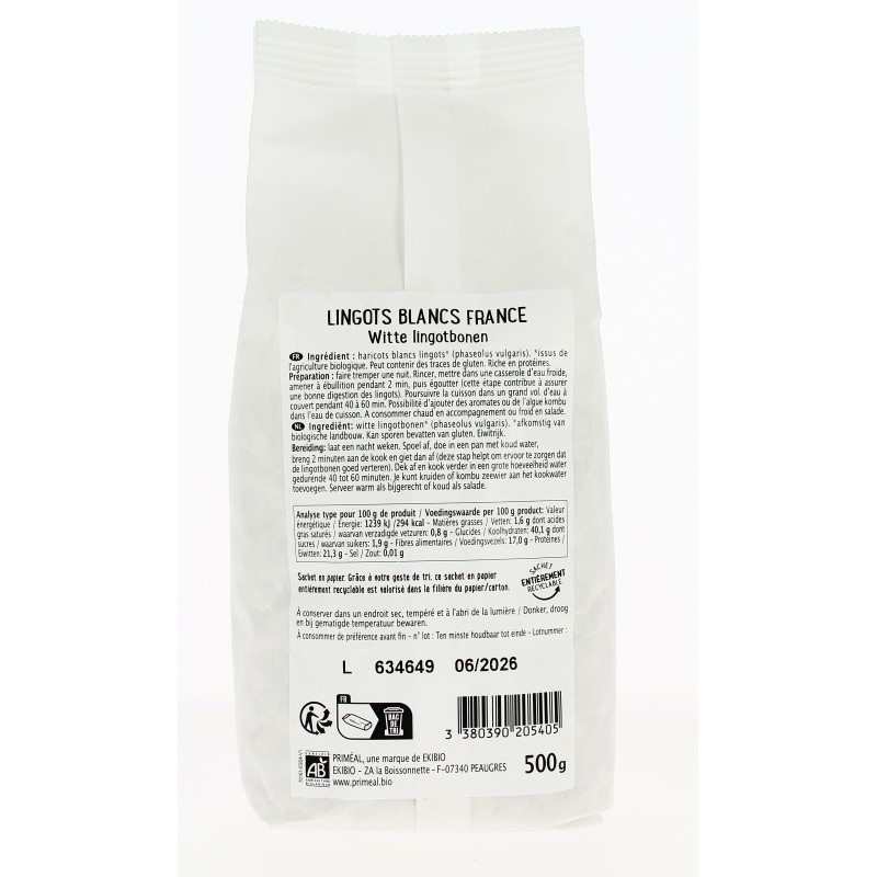 Haricots Lingots blancs de France 500g