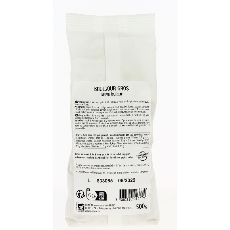 Boulgour bio traditionnel 500 g