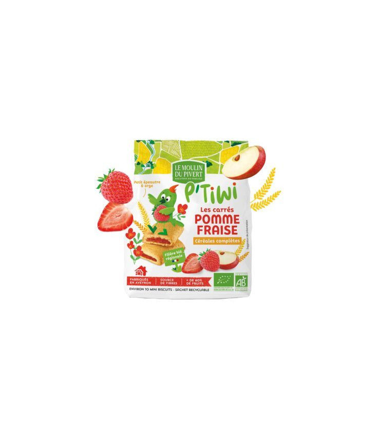 PROMO - Biscuits P'tiwi carrés fourrés pomme fraise bio & équitable