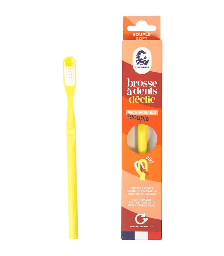 Brosse à dents écologique ayant une tête tête rechargeable SOUPLE