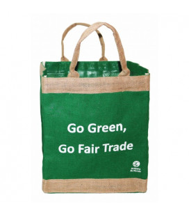 Grand sac cabas Ecolo en toile de jute- VERT