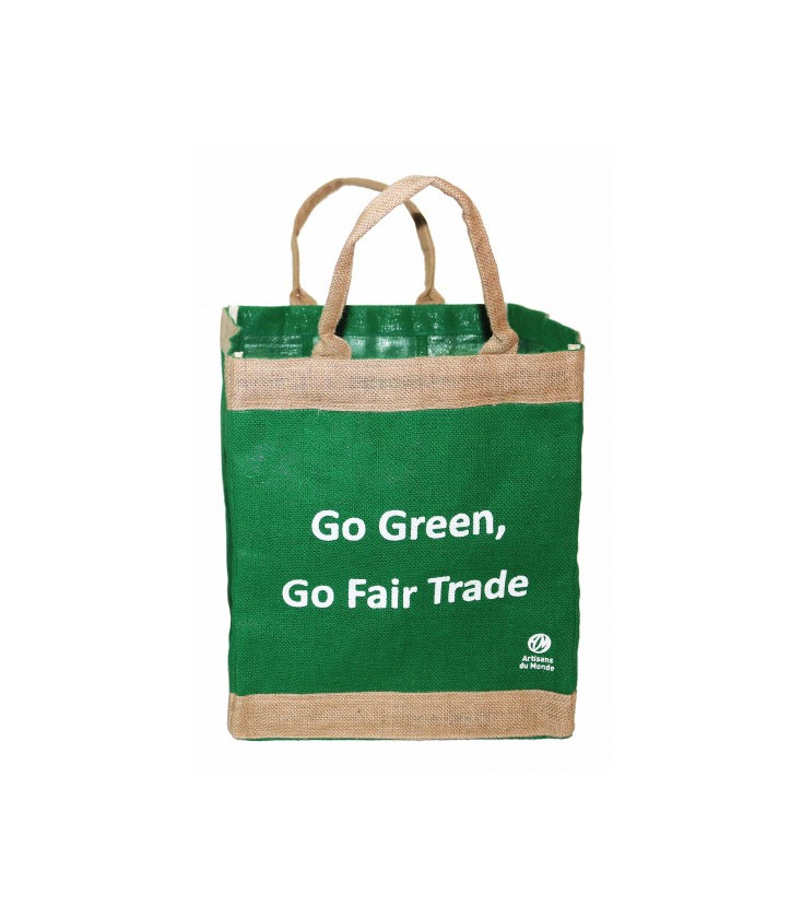 Grand sac cabas Ecolo en toile de jute- VERT
