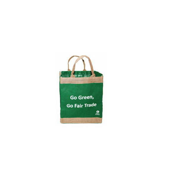 Petit sac cabas Ecolo en toile de jute- VERT