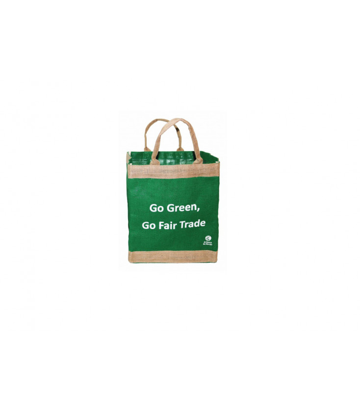 Petit sac cabas Ecolo en toile de jute- VERT