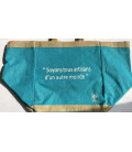 Grand sac cabas en toile de jute- TURQUOISE
