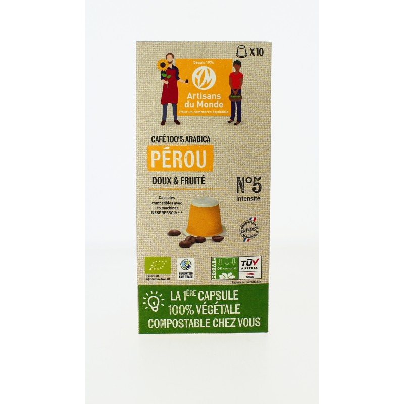 Capsules Café 100% Arabica home compost Pérou n°5