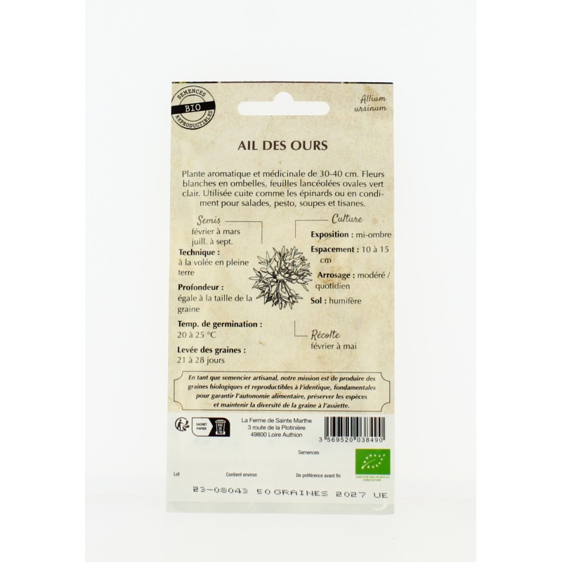 Ail des Ours - Semences reproductibles bio
