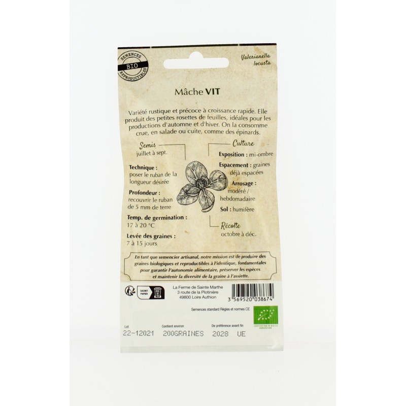 Mâche Vit - Semences reproductibles bio