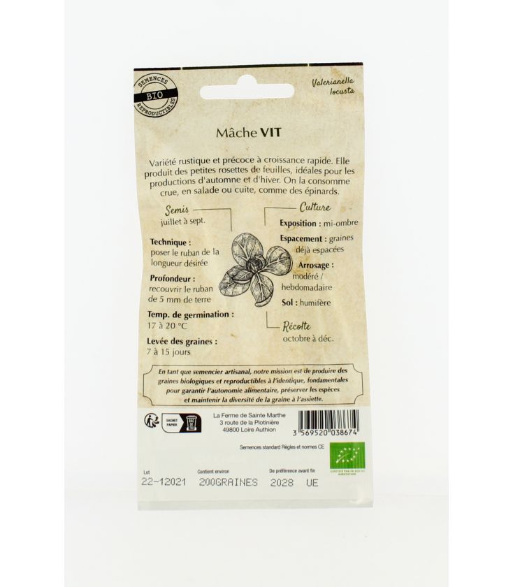 Mâche Vit - Semences reproductibles bio