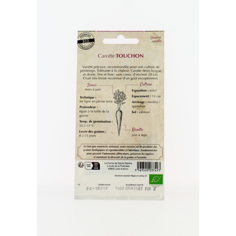Carotte Touchon - Semences reproductibles bio