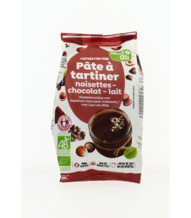 Préparation en poudre bio pour Pâte à tartiner " noisettes - chocolat - lait " & sans gluten