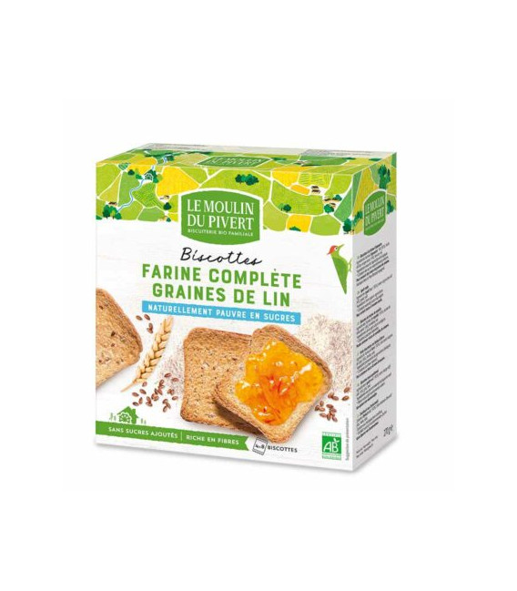 Biscottes à la farine complète & graines de lin bio & vegan