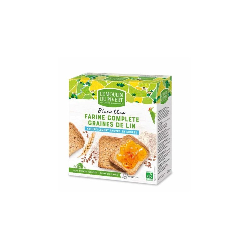 Biscottes à la farine complète & graines de lin bio & vegan