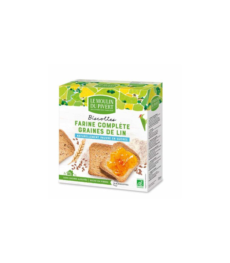 Biscottes à la farine complète & graines de lin bio & vegan