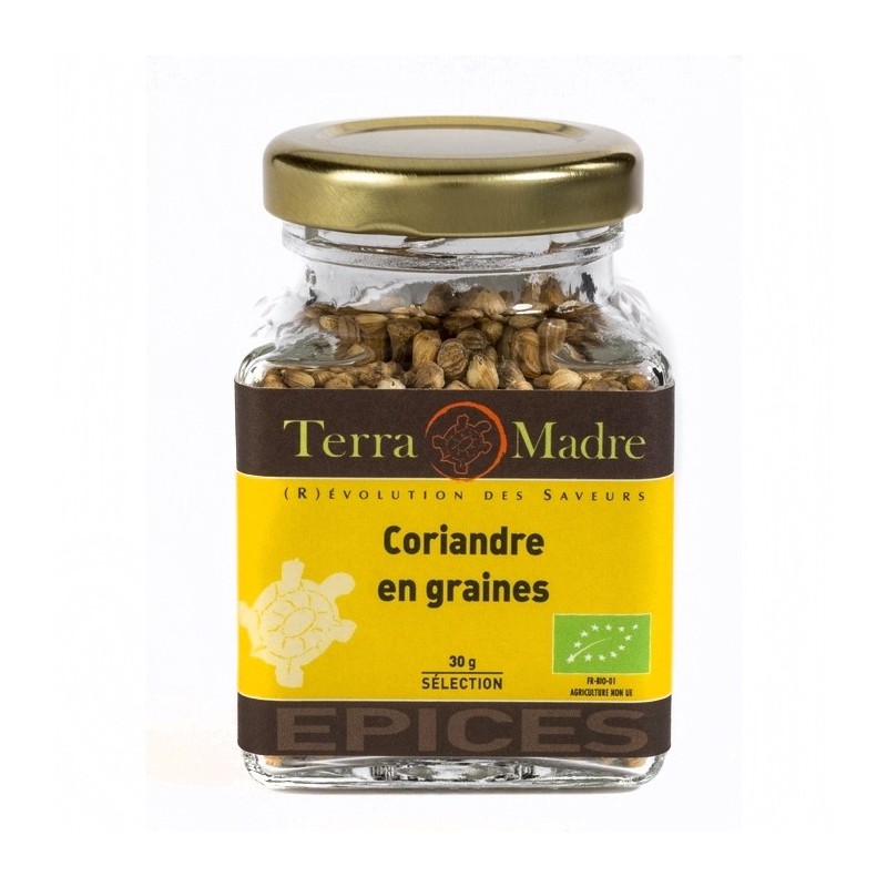 Coriandre en grains bio (petit pot) - 30 g | TERRA MADRE