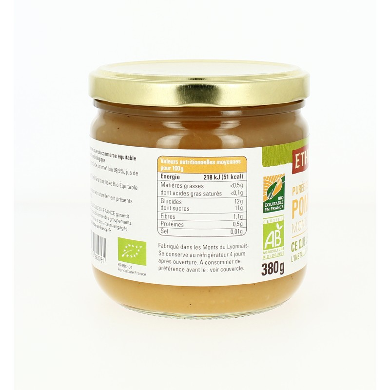Purée Pomme  bio et équitable