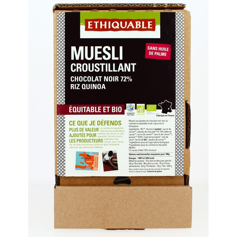 Muesli Croustillant Chocolat -Riz-Quinoa bio Vrac - 2.5 kg