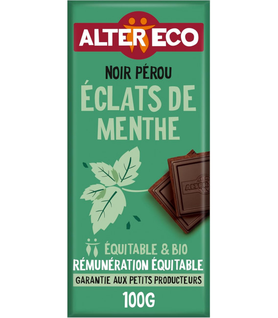 DATE PROCHE - Chocolat NOIR Eclats de Menthe bio et équitable