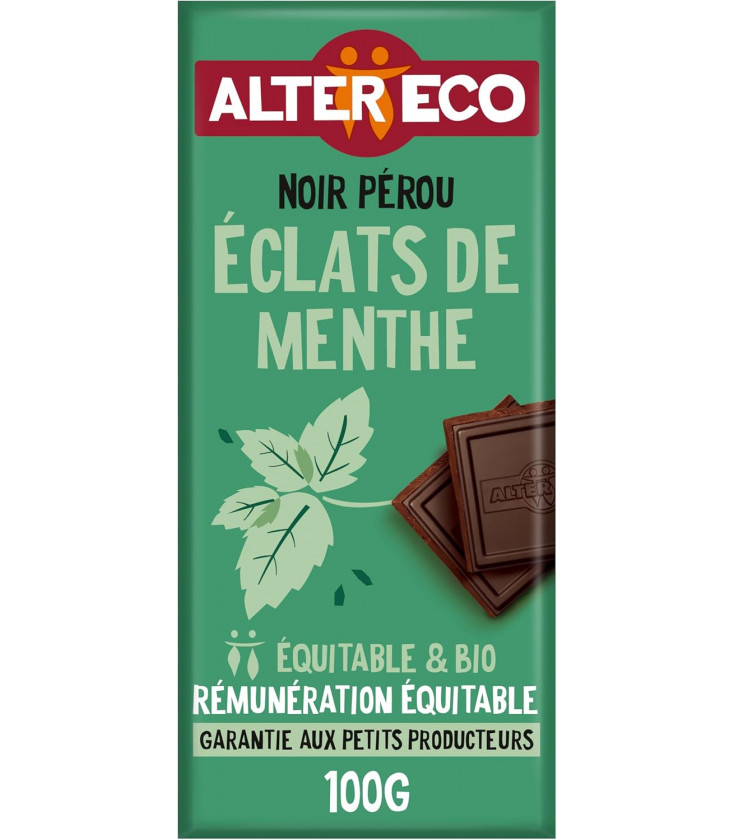 DATE PROCHE - Chocolat NOIR Eclats de Menthe bio et équitable