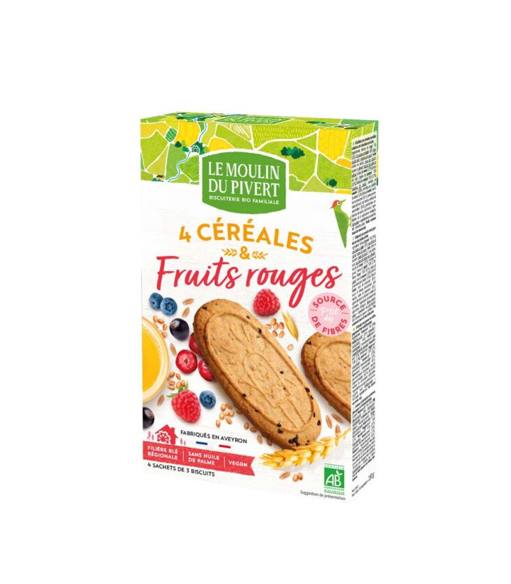 Biscuits P'tit Déj' Céréales & Fruits rouges bio & vegan
