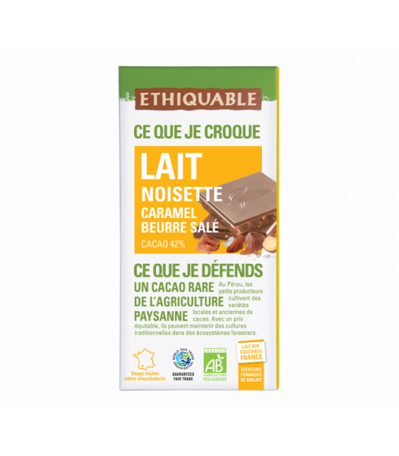 Chocolat Lait Noisette Caramel Beurre salé bio & équitable