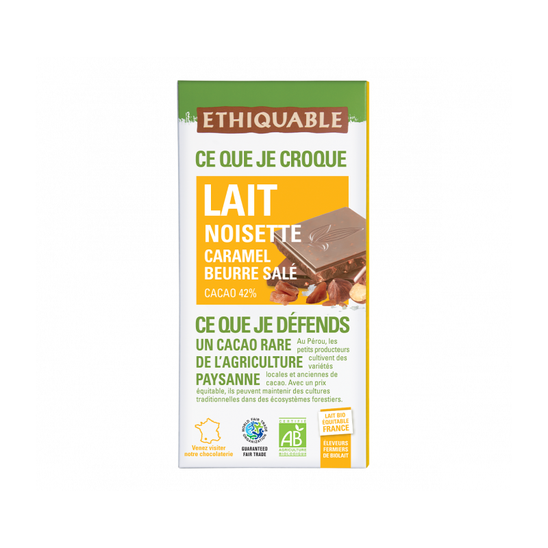 Chocolat Lait Nougatine Noisette bio & équitable