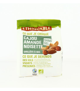 Cajou Amandes Noisettes grillées à sec SANS SEL bio & équitable 100 g