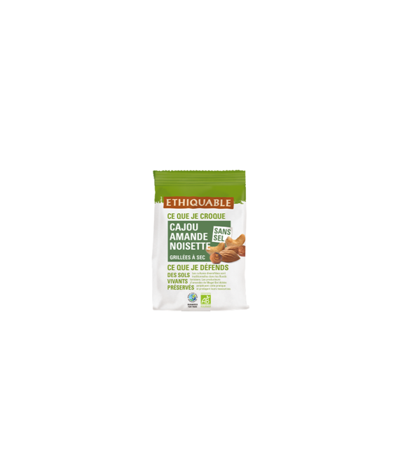 Cajou Amandes Noisettes grillées à sec SANS SEL bio & équitable 100 g