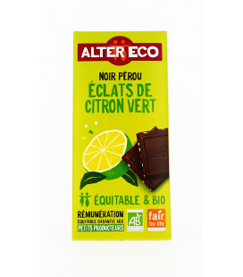 Chocolat noir éclats de citron vert bio et équitable