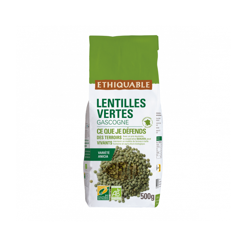 Lentilles vertes Anicia bio & équitable - 500 g | PAYSANS D'ICI