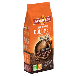 PROMO - Café COLOMBIE Pur Arabica en Grains bio et équitable - 1 Kg