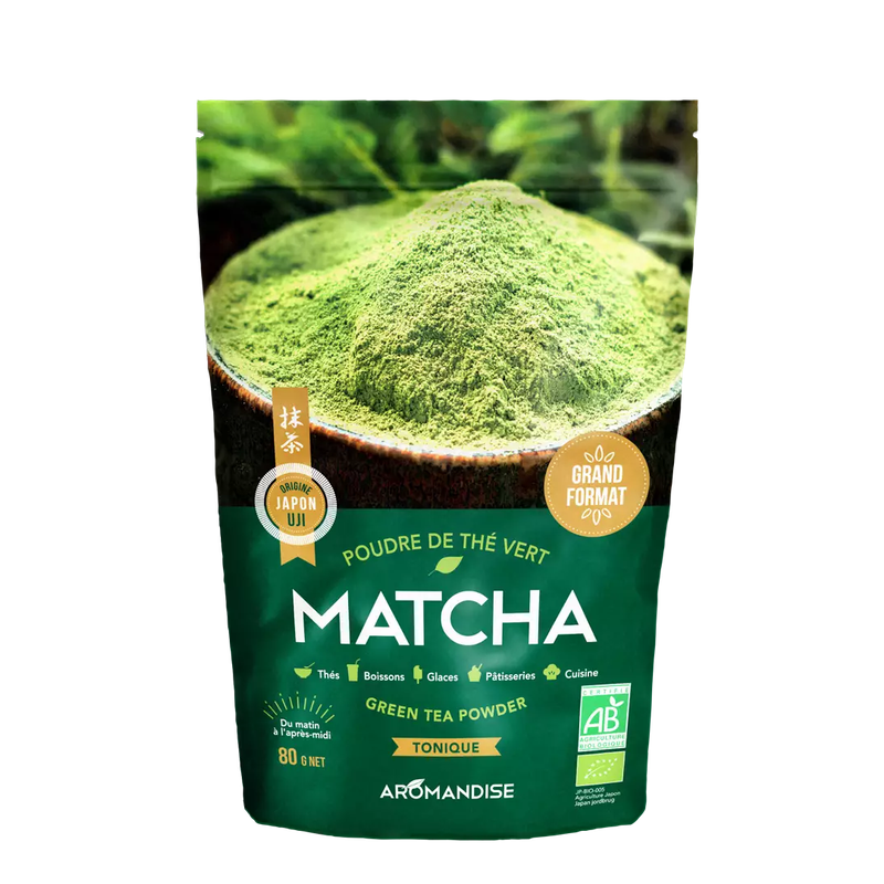 Poudre de thé vert bio japonais Matcha - 80 g | AROMANDISE