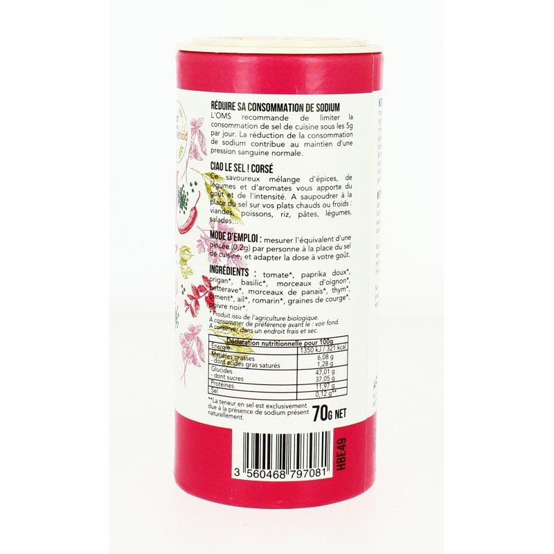 Ciao le sel - Corsé Bio - 70 g | AROMANDISE