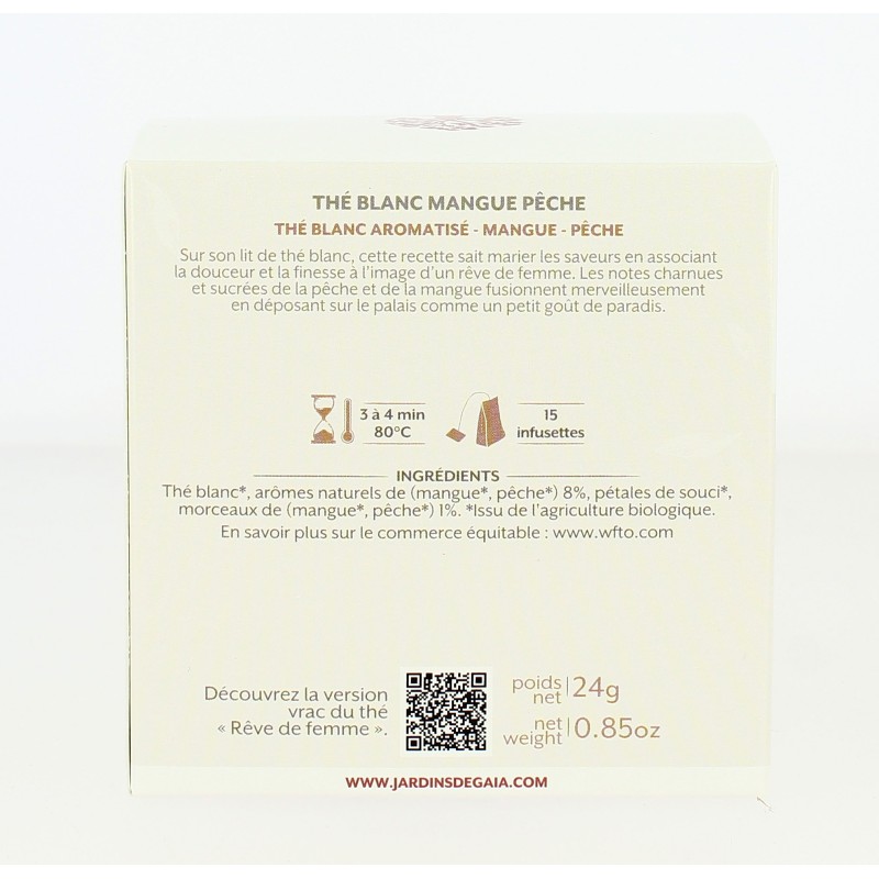 Thé Blanc Litchi rose bio & équitable - 30 g | JARDINS DE GAÏA